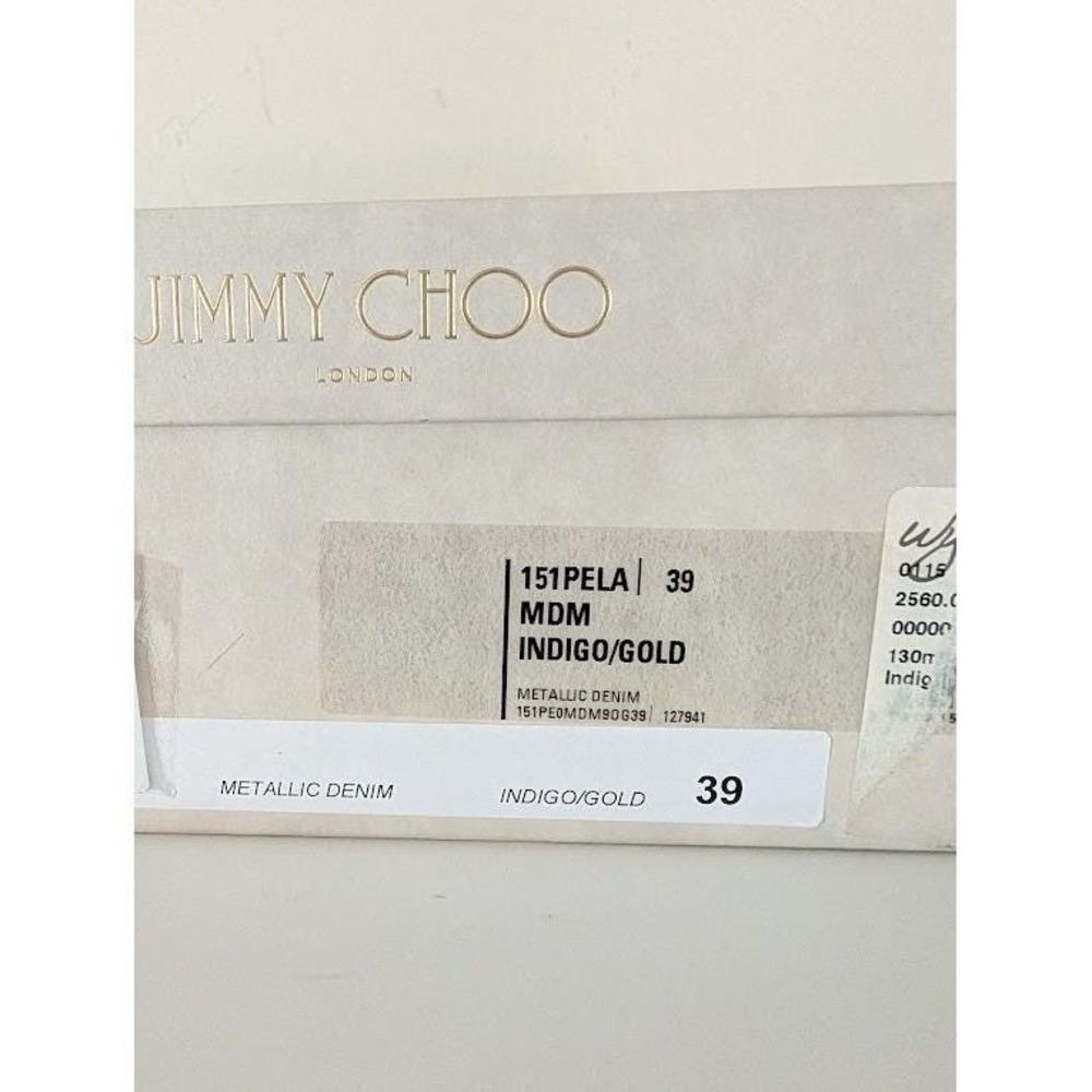 Jimmy Choo Metallic Denim Wedge‎ Sandals Indigo Gold Size 39 - Picture 2 of 9